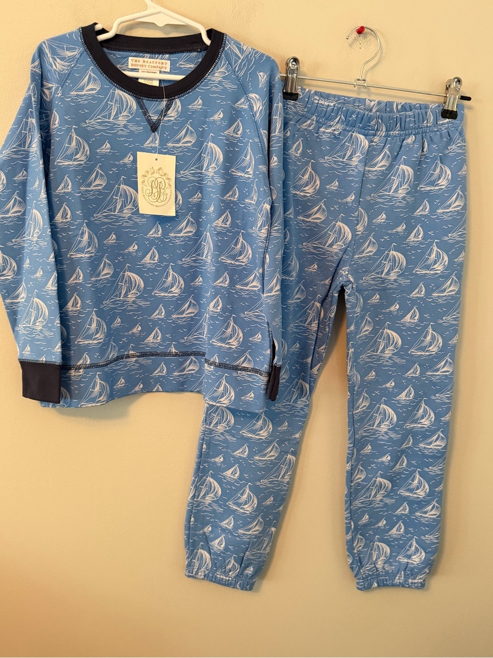 The Beaufort Bonnet Company Blue Sailboat Crewneck with Matching Joggers